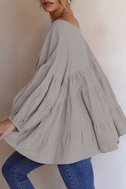 Tops casuales de moda con cuello en V y abertura en la parte superior lisa
