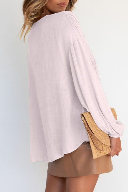 Tops casuales de moda con cuello en V y parches sólidos (3 colores)