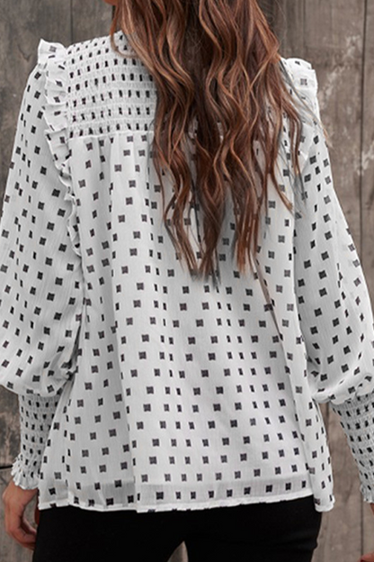 Blusa informal elegante con cuello redondo, estampado de patchwork y orillo fibroso (4 colores)
