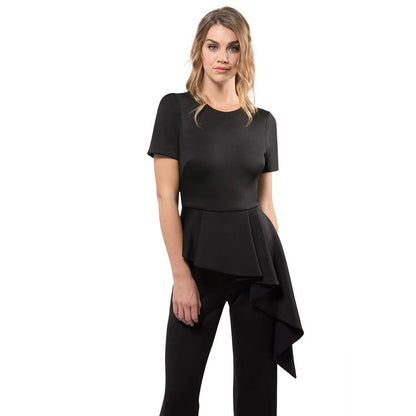 Mono de manga corta con diseño de hoja de loto y pantalones ajustados para mujer