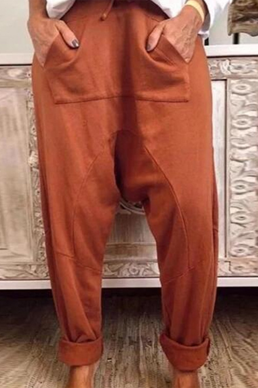 Pantalones Harlan holgados informales de color liso con bolsillos y cordón ajustable (4 colores)