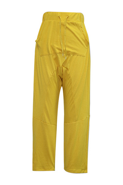 Pantalones Harlan holgados informales de color liso con bolsillos y cordón ajustable (4 colores)
