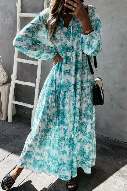 Vestidos de princesa con cuello en V y patchwork con estampado dulce de moda