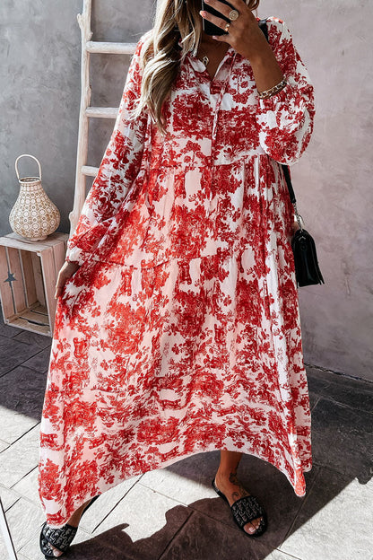 Vestidos de princesa con cuello en V y patchwork con estampado dulce de moda