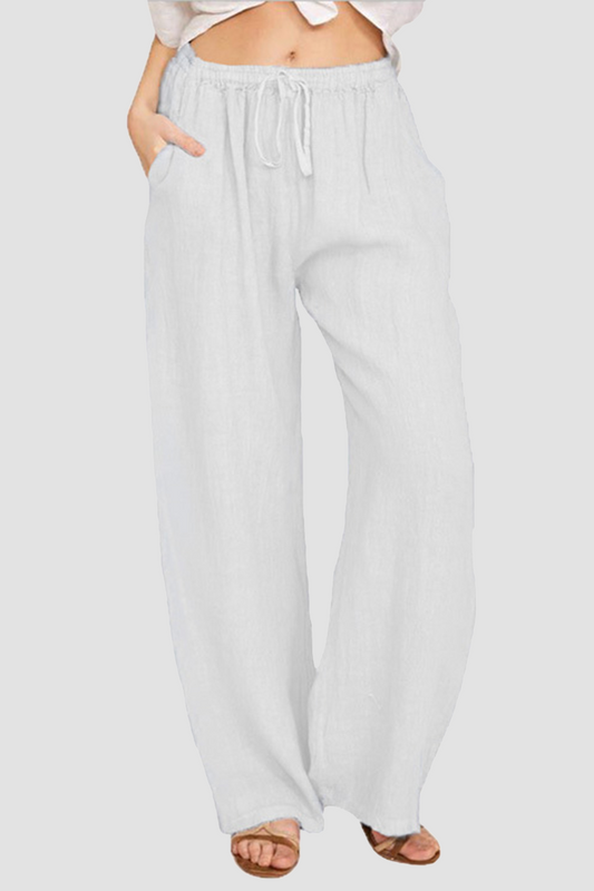 Pantalones casuales de pierna ancha, holgados, con bolsillos y parches lisos (8 colores)
