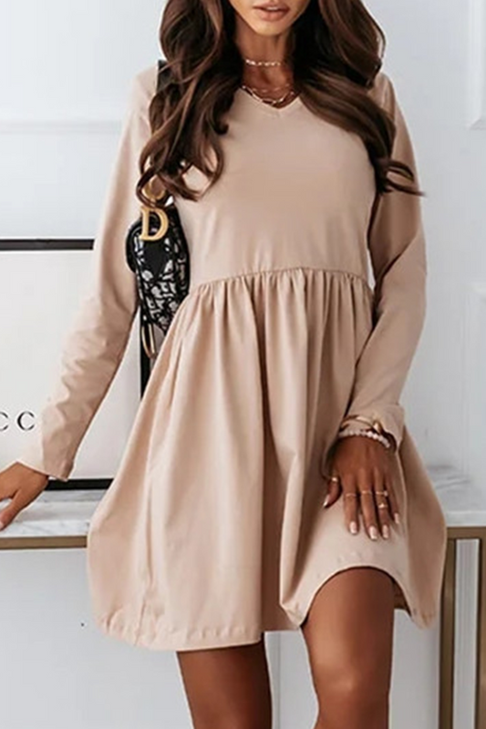 Vestidos casuales de corte A con escote en V y abertura en la parte superior lisa