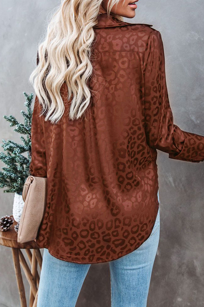 Elegante blusa con cuello vuelto y hebilla de leopardo (4 colores)