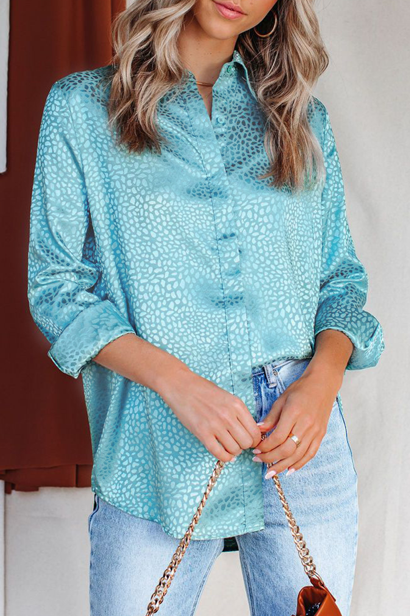 Elegante blusa con cuello vuelto y hebilla de leopardo (4 colores)