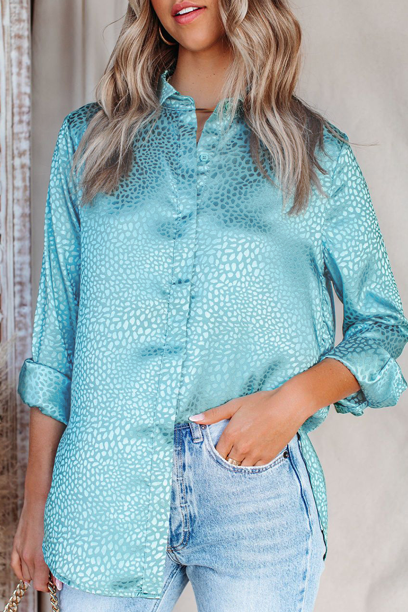 Elegante blusa con cuello vuelto y hebilla de leopardo (4 colores)