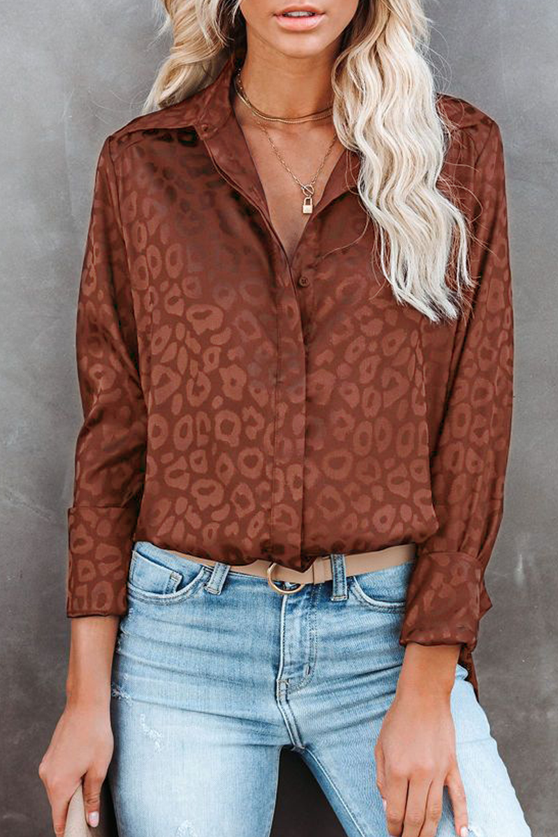 Elegante blusa con cuello vuelto y hebilla de leopardo (4 colores)