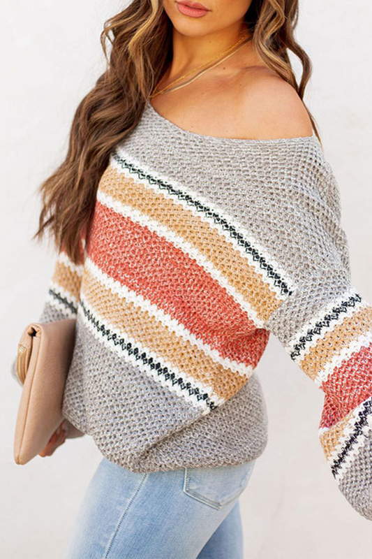 Suéter informal de cuello redondo con contraste y diseño ahuecado de patchwork