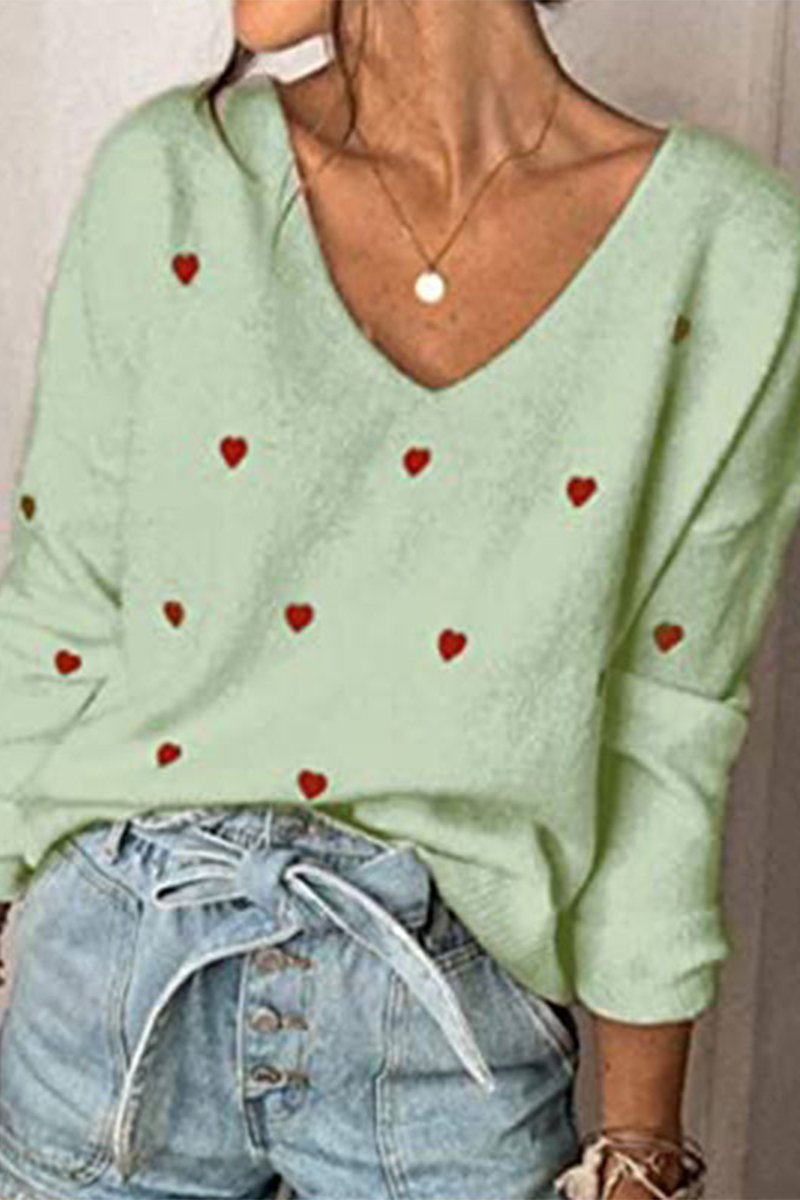 Suéter básico con cuello en V y estampado informal (4 colores)