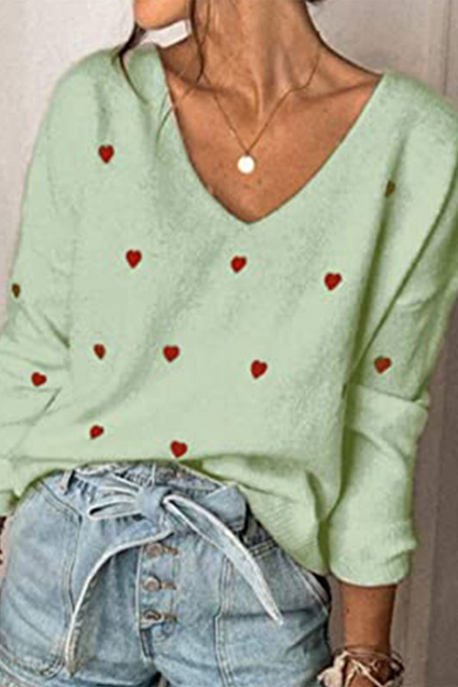 Suéter básico con cuello en V y estampado informal (4 colores)