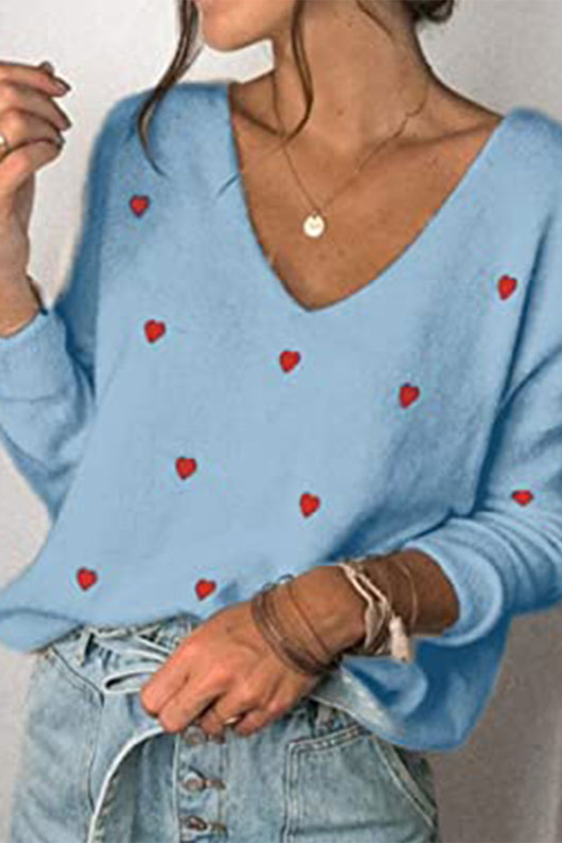 Suéter básico con cuello en V y estampado informal (4 colores)