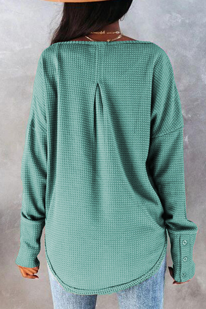 Tops casuales de cuello redondo con hebilla y unión dividida de un solo color