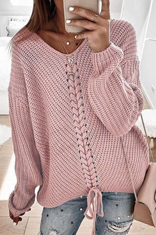 Suéter informal con cuello en V y tirantes cruzados (7 colores)