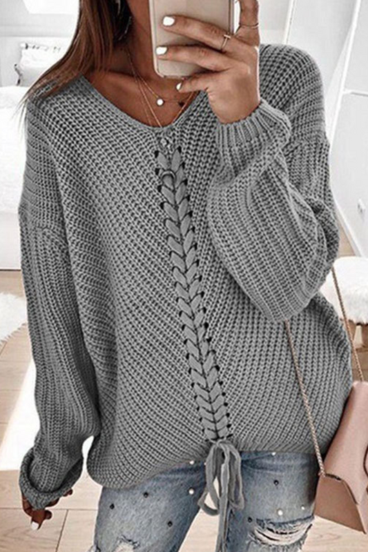 Suéter informal con cuello en V y tirantes cruzados (7 colores)