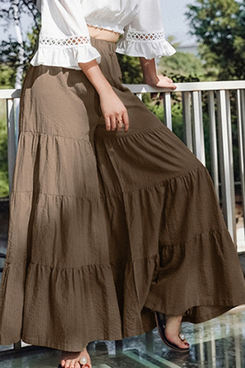Pantalones casuales de moda con abertura en la cintura, holgados, de pierna ancha y cintura media (3 colores)