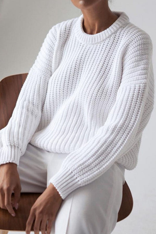 Suéter informal de cuello redondo con parches sólidos (5 colores)