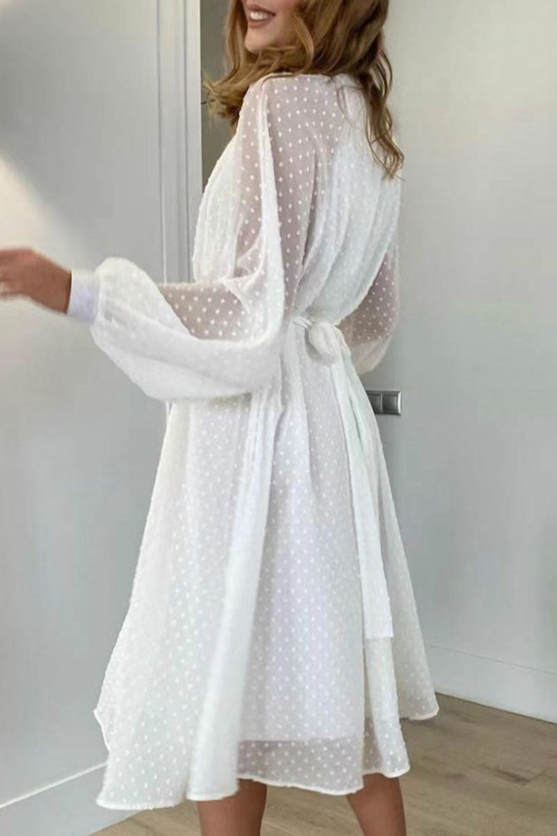Vestidos elegantes de moda con cuello alto, línea A y parches sólidos