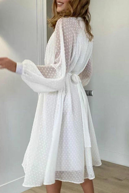 Vestidos elegantes de moda con cuello alto, línea A y parches sólidos