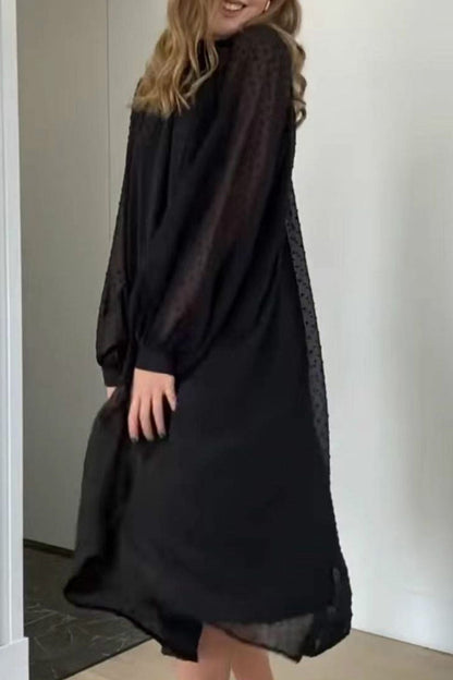 Vestidos elegantes de moda con cuello alto, línea A y parches sólidos