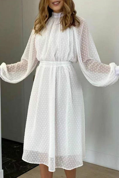 Vestidos elegantes de moda con cuello alto, línea A y parches sólidos