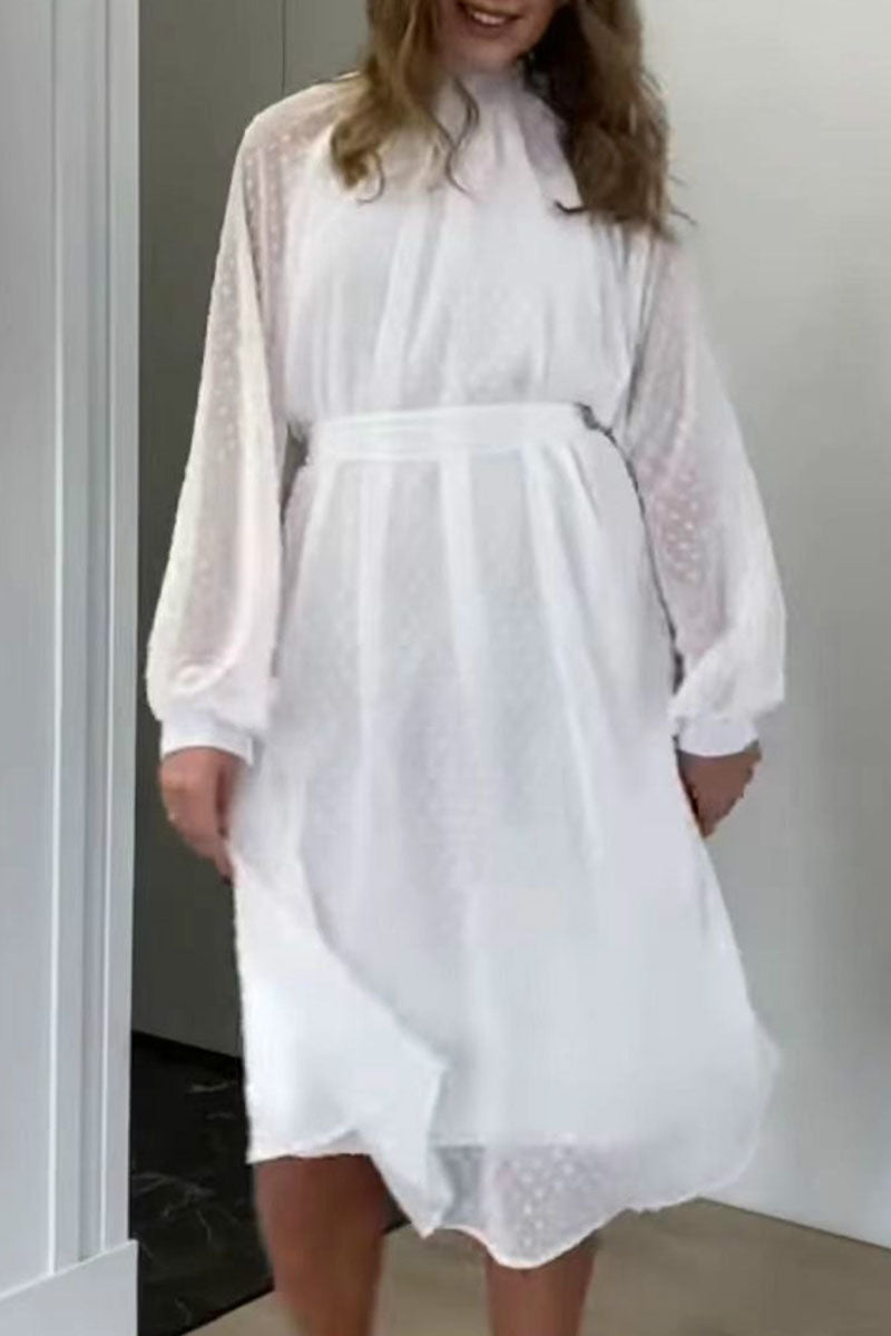 Vestidos elegantes de moda con cuello alto, línea A y parches sólidos