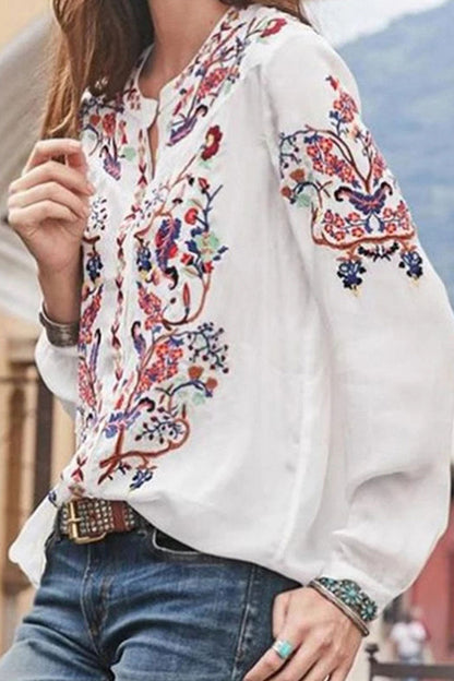 Blusas de cuello mandarín con patchwork y estampado urbano de moda (3 colores)