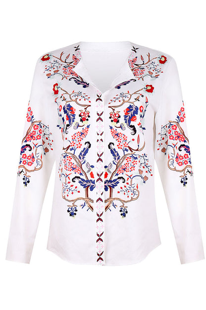 Blusas de cuello mandarín con patchwork y estampado urbano de moda (3 colores)