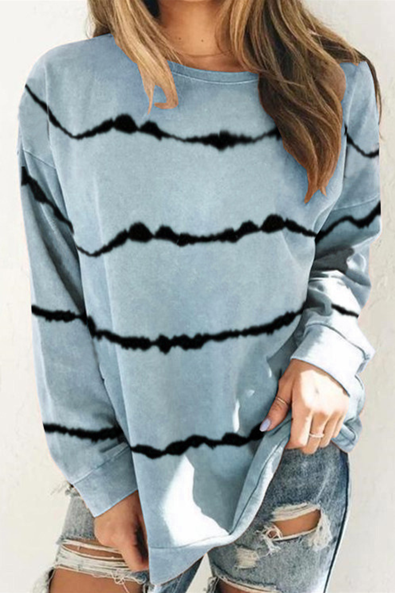 Tops casuales de rayas con abertura en la parte superior básica con cuello redondo (9 colores)