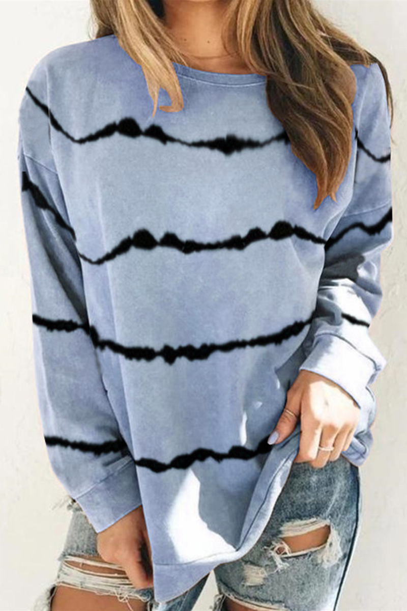 Tops casuales de rayas con abertura en la parte superior básica con cuello redondo (9 colores)