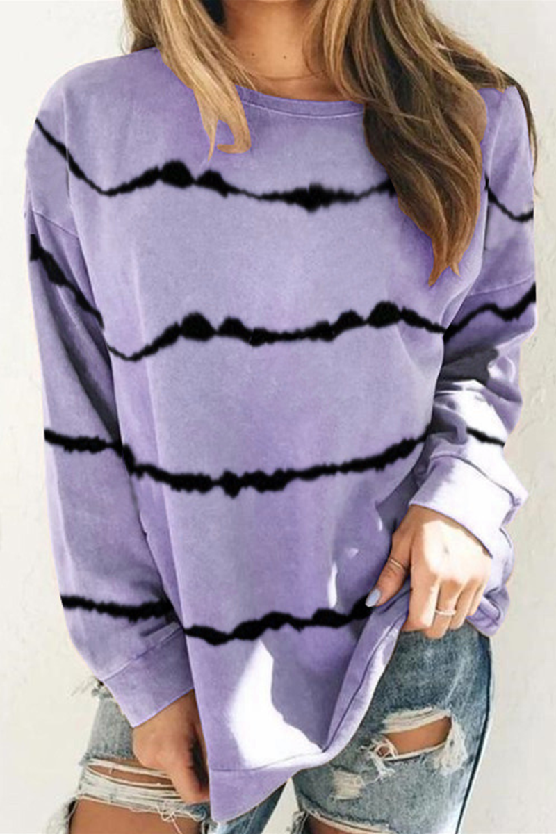 Tops casuales de rayas con abertura en la parte superior básica con cuello redondo (9 colores)
