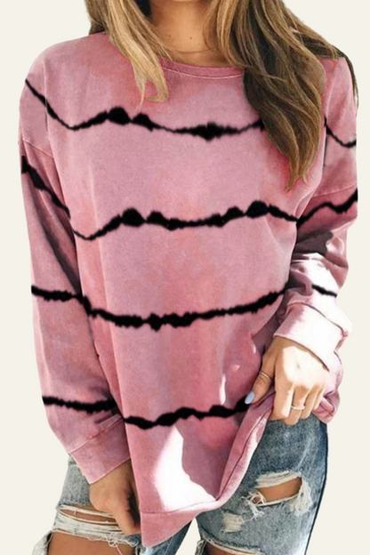 Tops casuales de rayas con abertura en la parte superior básica con cuello redondo (9 colores)