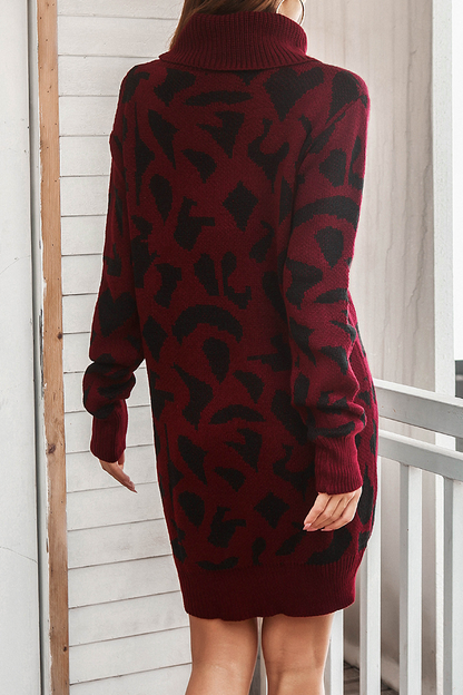 Suéter casual con cuello alto y estampado en contraste