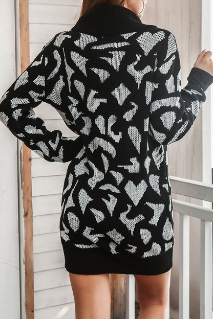 Suéter casual con cuello alto y estampado en contraste