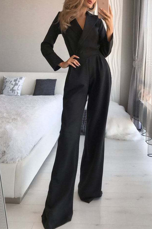 Monos rectos elegantes de moda con cuello vuelto (3 colores)