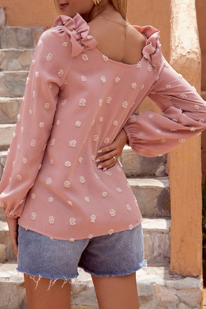 Tops casuales de moda con cuello en V y abertura en la parte superior lisa