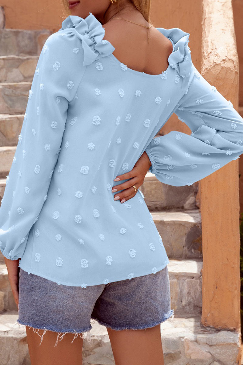 Tops casuales de moda con cuello en V y abertura en la parte superior lisa