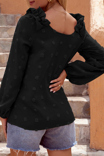 Tops casuales de moda con cuello en V y abertura en la parte superior lisa