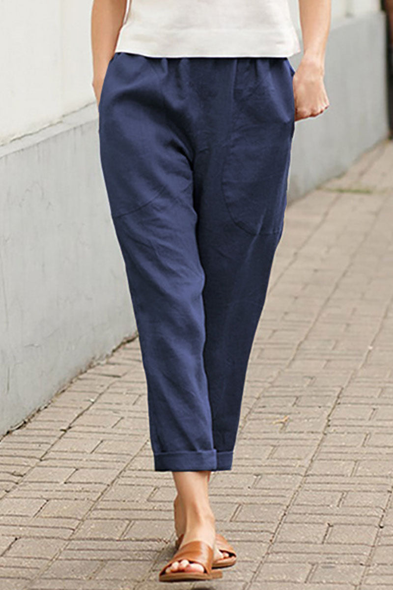 Pantalones rectos sueltos sólidos casuales de moda