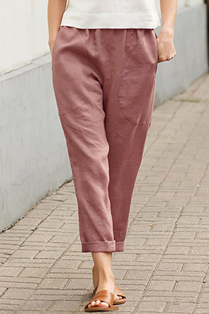 Pantalones rectos sueltos sólidos casuales de moda