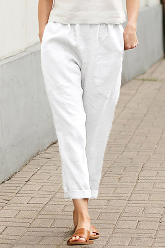 Pantalones rectos sueltos sólidos casuales de moda
