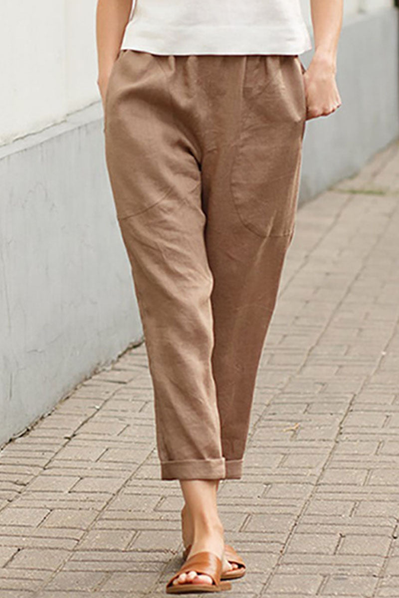 Pantalones rectos sueltos sólidos casuales de moda