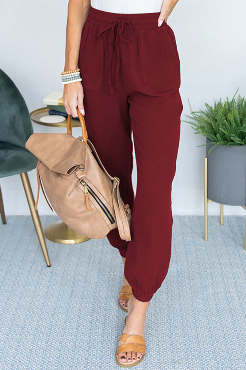 Pantalones Harlan casuales de color liso con bolsillos y parches, holgados, de cintura media (6 colores)