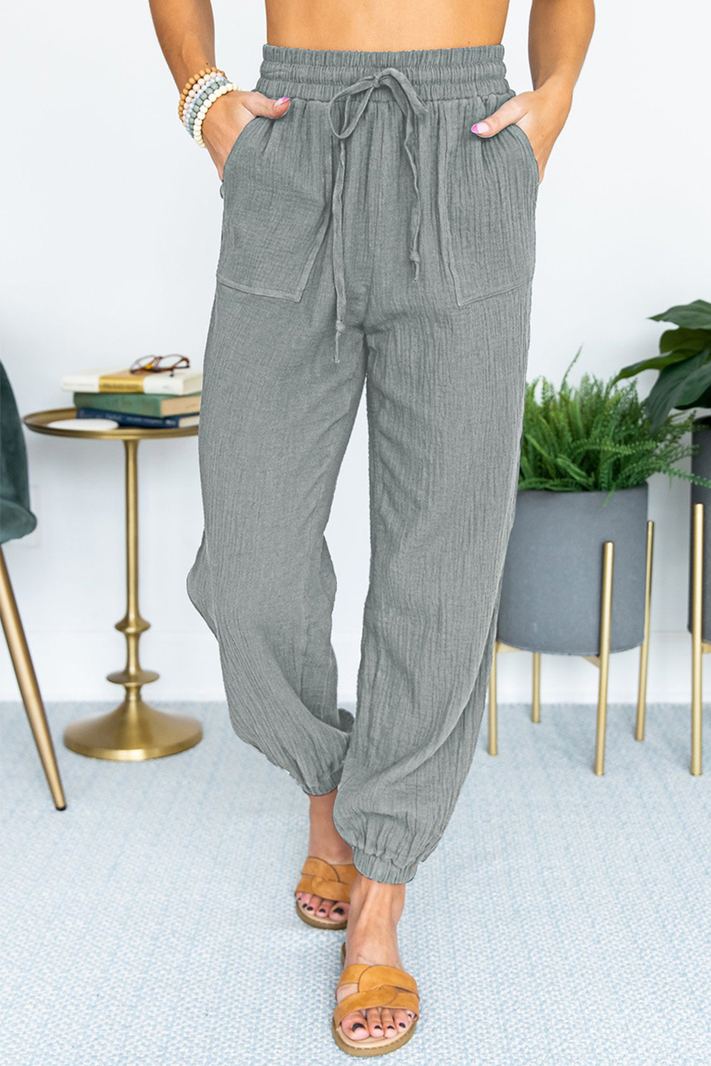 Pantalones Harlan casuales de color liso con bolsillos y parches, holgados, de cintura media (6 colores)