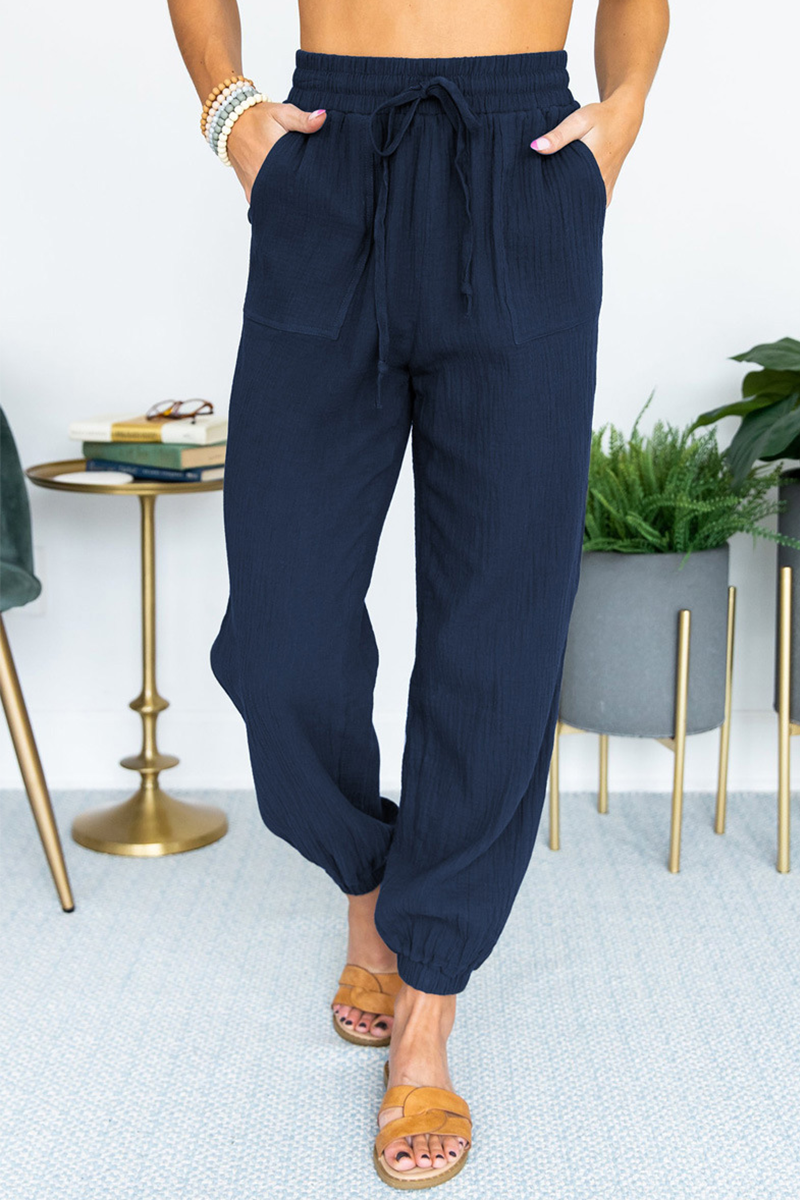 Pantalones Harlan casuales de color liso con bolsillos y parches, holgados, de cintura media (6 colores)