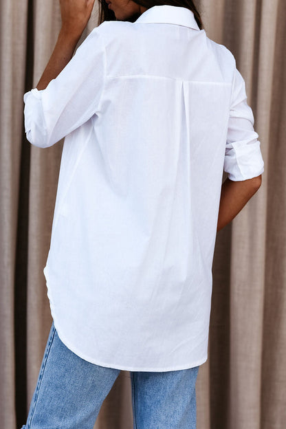 Blusas casuales de moda con cuello vuelto y parches lisos (4 colores)
