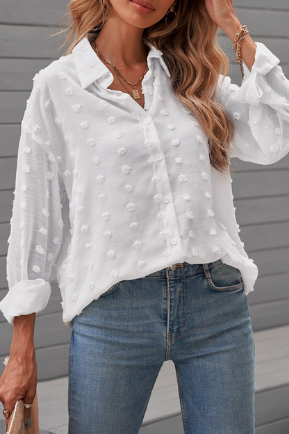 Blusas elegantes con cuello vuelto, hebilla y patchwork liso (6 colores)