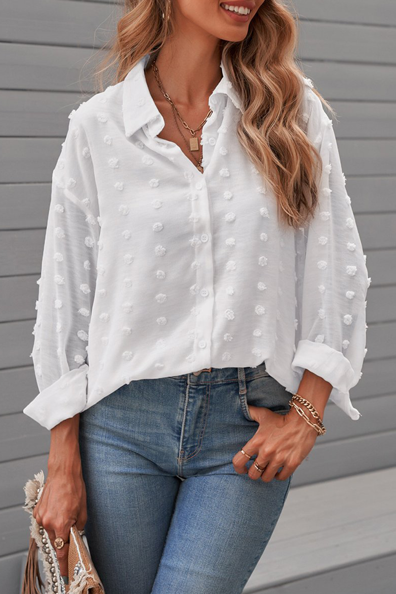 Blusas elegantes con cuello vuelto, hebilla y patchwork liso (6 colores)